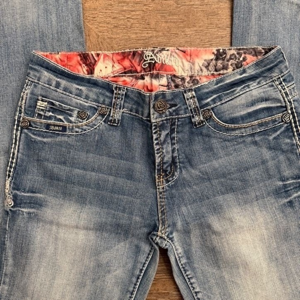 Adiktd Y2K Bootcut Jeans Embellished Pockets Low Rise Denim 32x33 - Picture 5 of 12
